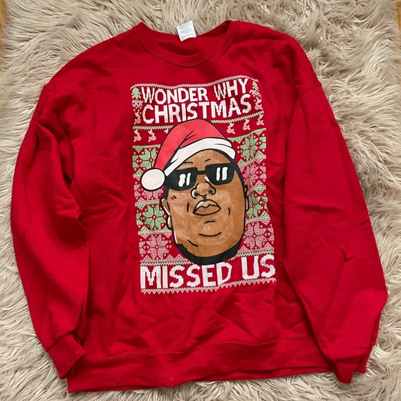 Biggie: Wonder Why Christmas Missed Us, XL, “Ugly Christmas Sweatshirt”. - Picture 1 of 4